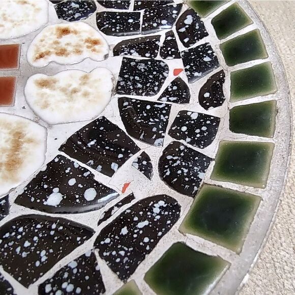 Vintage Mosaic Tile 6" Footed Bowl Handmade by PM Israel - Picture 4 of 8